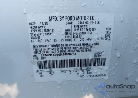 2019 Ford Edge Sel from USA, damaged, VIN 2FMPK4J96KBB60751